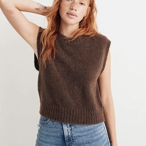 Madewell Boucle Sweater Vest - M (color: heather brownstone)